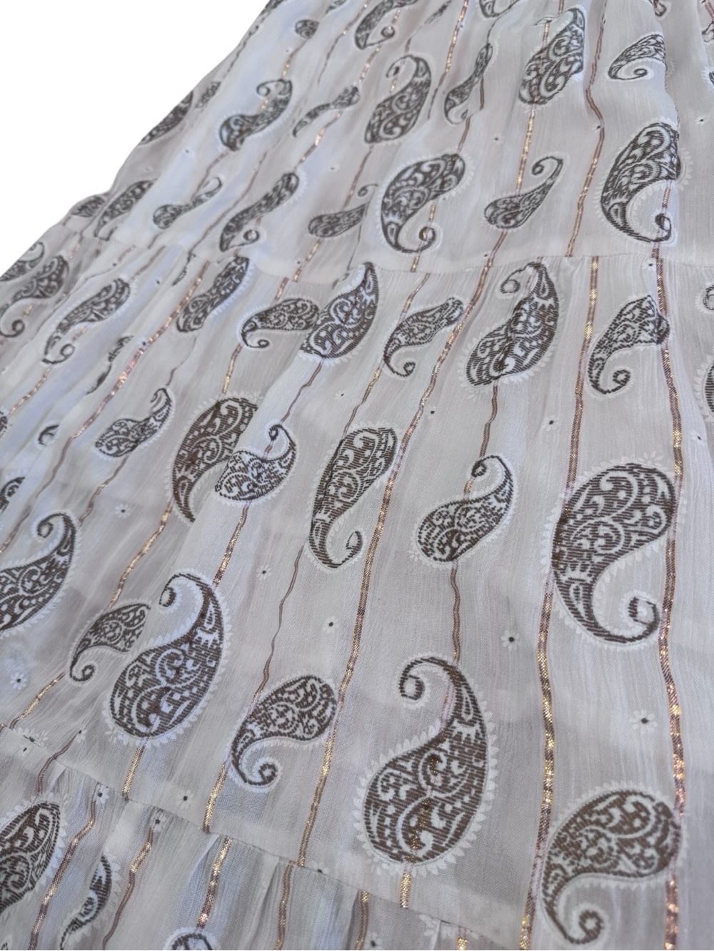 Zury Boho Paisley Metallic Maxi Dress Free Size S/M NWT Resort Festival - Picture 7 of 13
